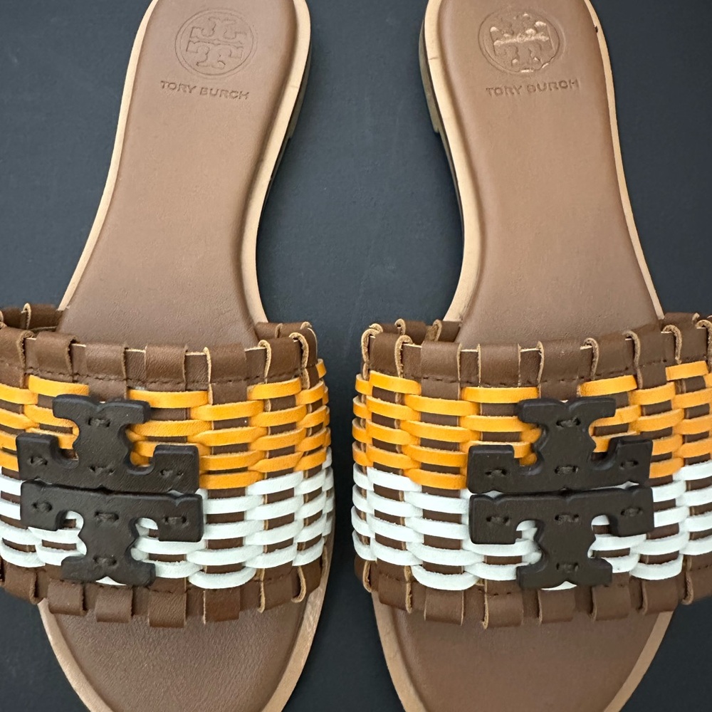 Tory Burch Multicolor Woven Slide Sandals